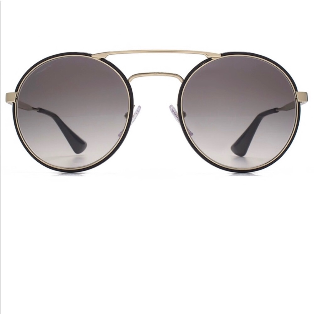 Prada double bridge black round sunglasses